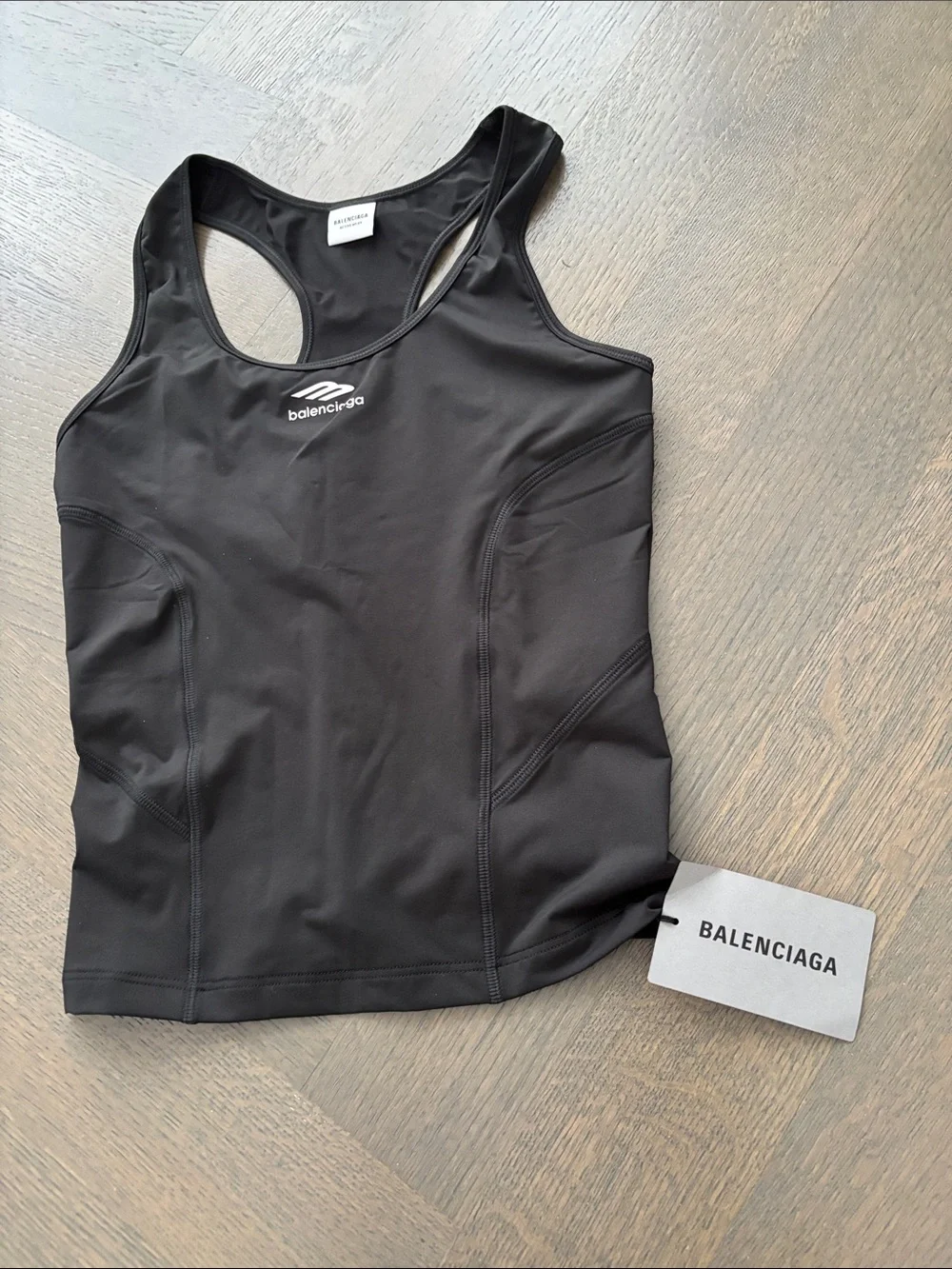 Balenciaga Black Logo Racerback Tank Top - Picture 4 of 5